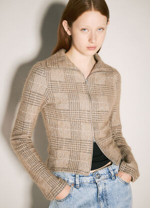 Our Legacy Hound Check Zip-Up Sweater Beige our0258012