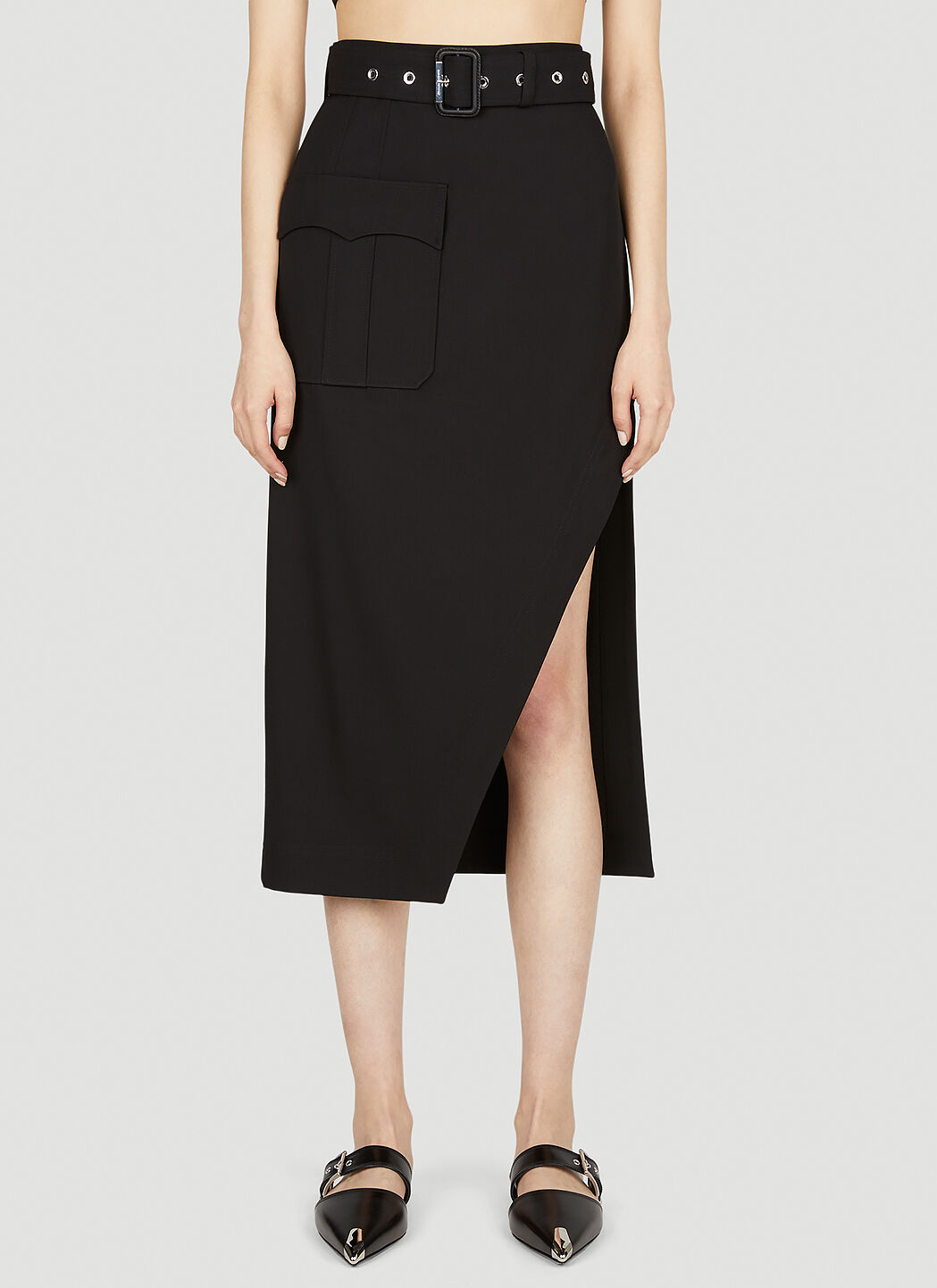 Alexander McQueen Belted Skirt Black amq0252012