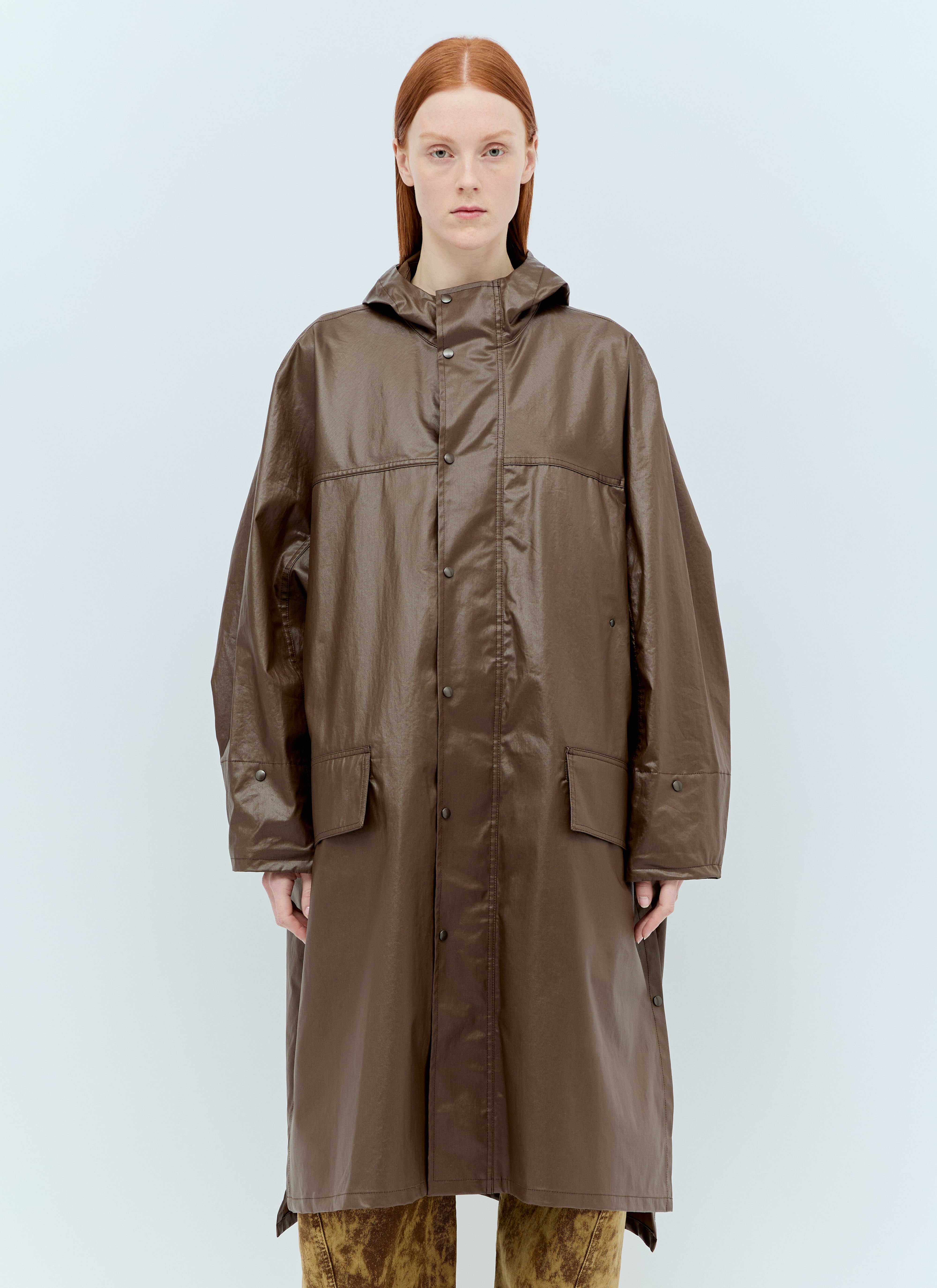 TOTEME Hooded Wax Rain Coat Beige tot0257024