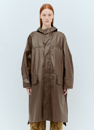 Max Mara Hooded Wax Rain Coat Brown max0257013