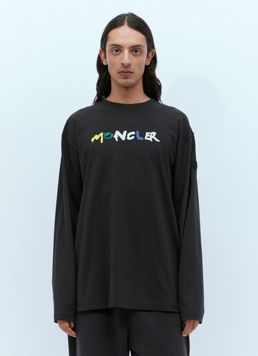 Moncler 로고 프린트 긴팔 티셔츠 블랙 mon0155024