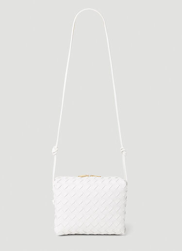 Bottega Veneta Loop Mini Intrecciato Crossbody Bag In White