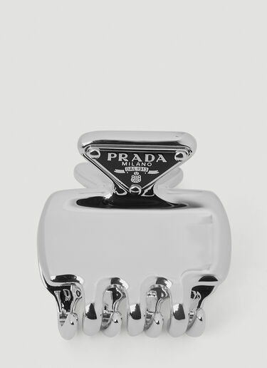 Prada 徽标铭牌发夹 银色 pra0252040