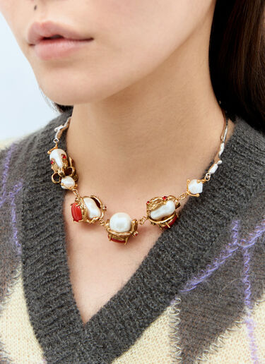 Marni Encased Pearls Branch Necklace Gold mni0257025