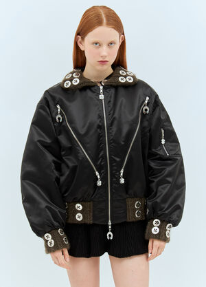 Moncler 钩编飞行员夹克  Black mon0258005