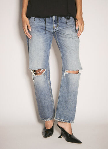 Balenciaga Straight Distressed Jeans Blue bal0257020