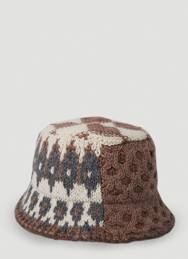 Noma T.D Patchwork Knit Bucket Hat in Brown for Men