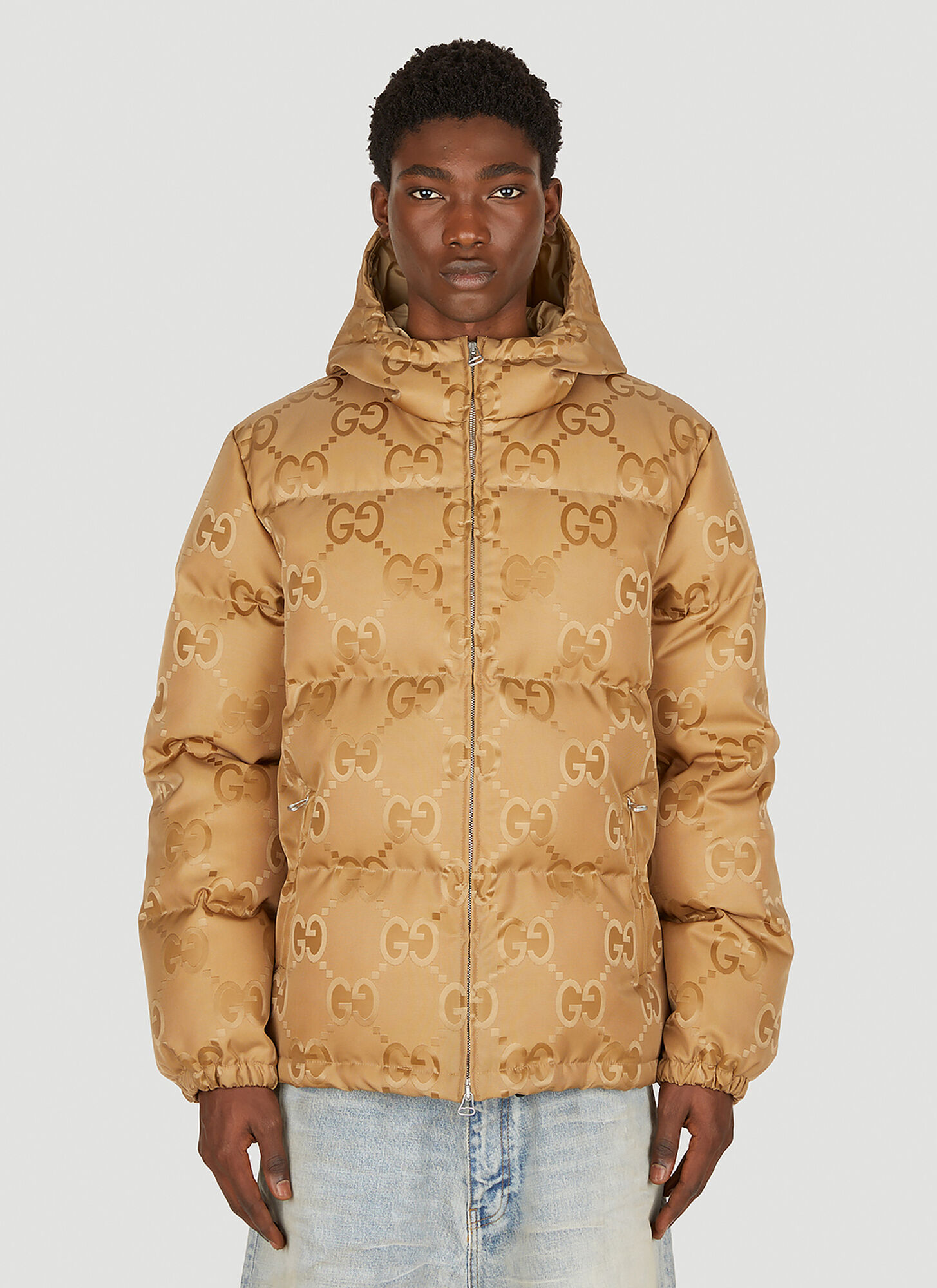 Gucci Unisex GG Hooded Jacket in Beige