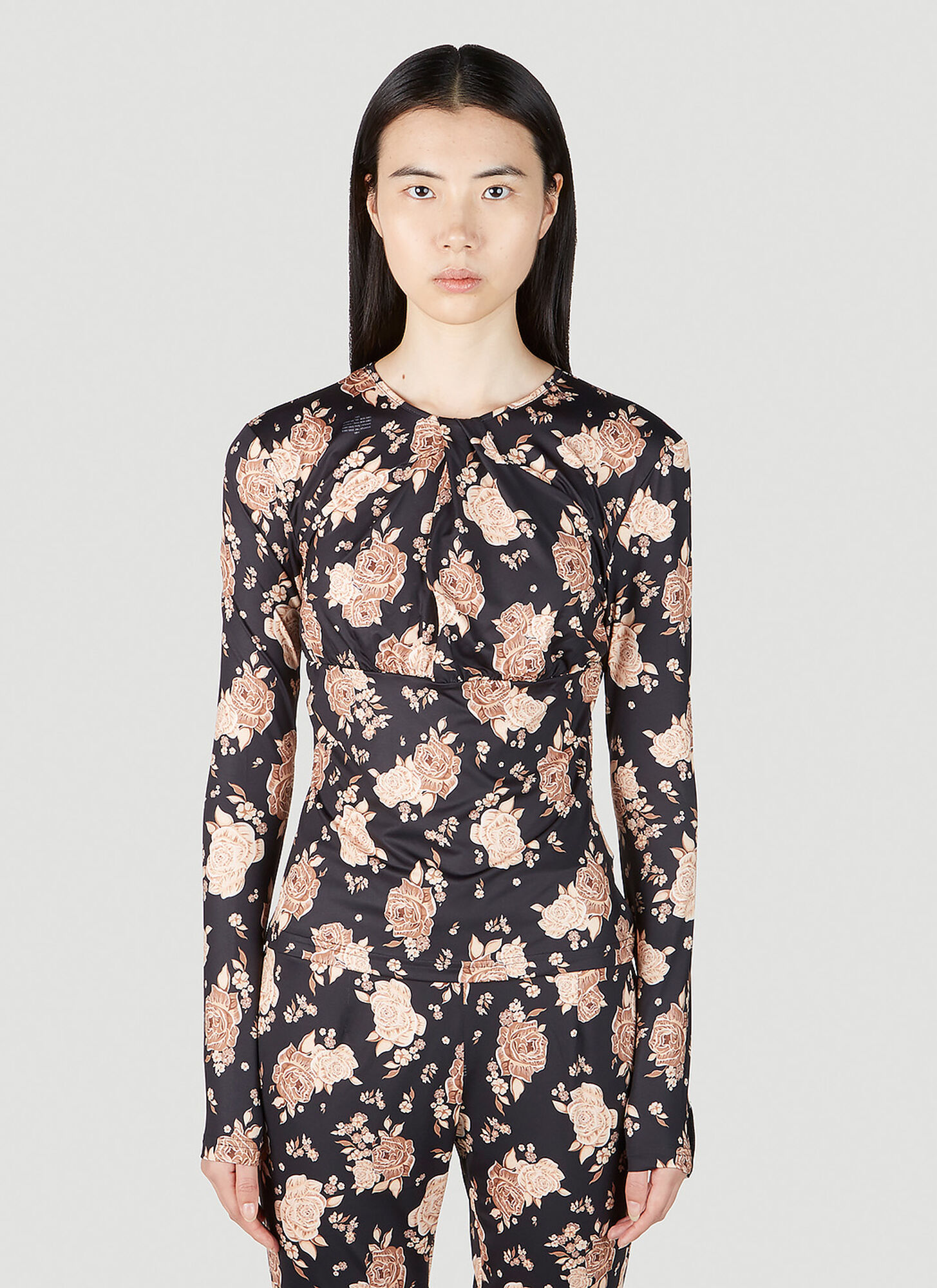 Shop Rokh Floral Jersey Top In Black