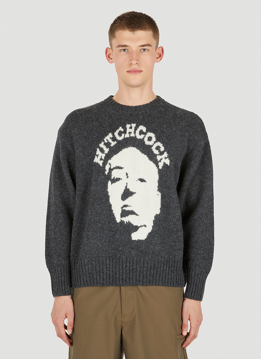 Undercover Hitchcock Intarsia Sweater in Grey | LN-CC