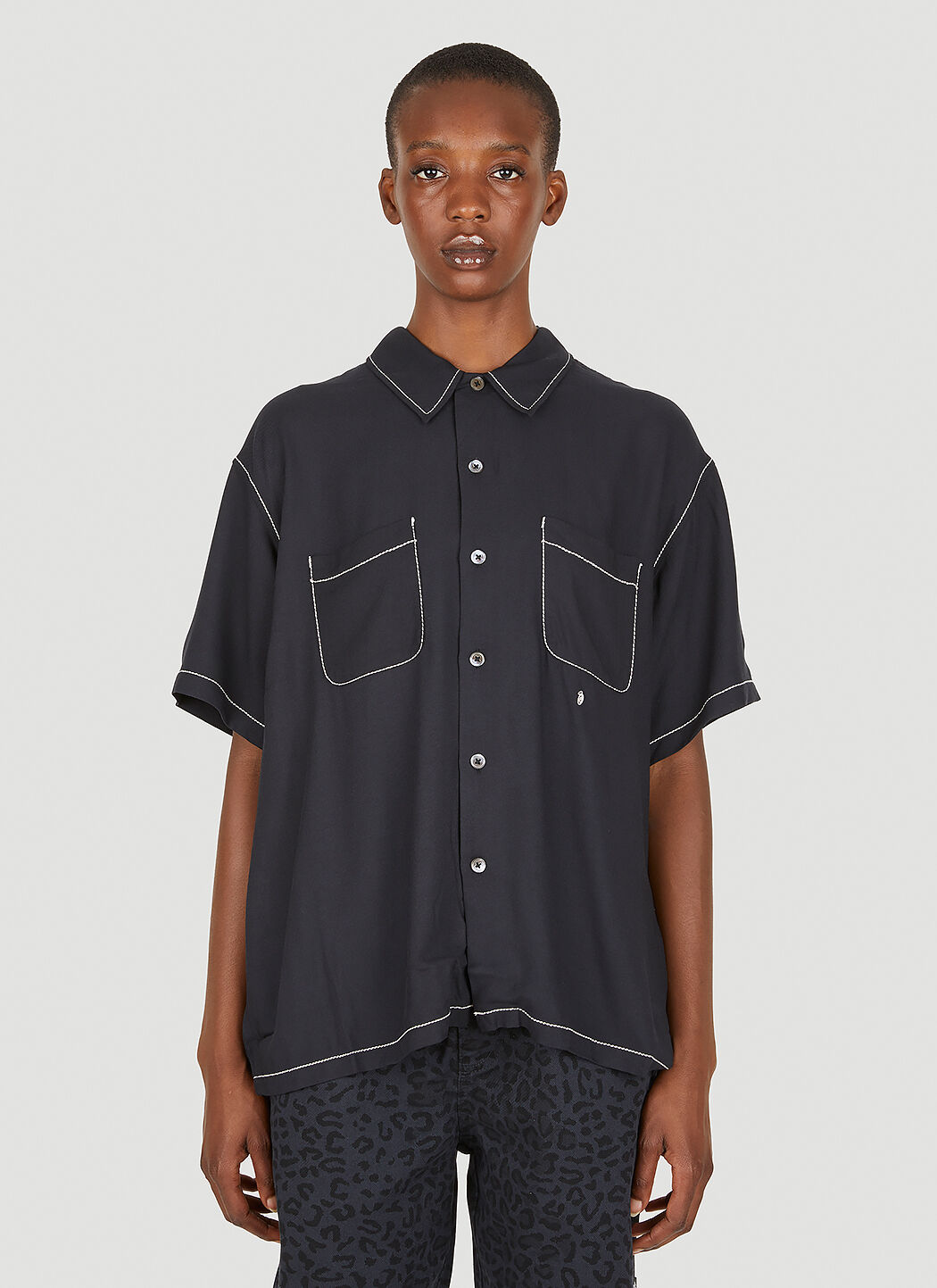 Stüssy Unisex Contrast Pick Stitched Shirt in Black | LN-CC®