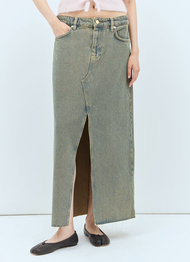 GANNI Overdyed Denim Maxi Skirt Brown gan0257004