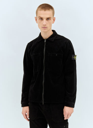 Stone Island 코듀로이 오버셔츠 블랙 sto0158032