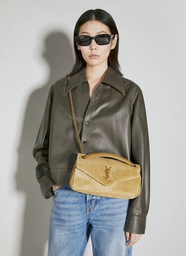 Loulou Medium Leather Shoulder Bag in Beige - Saint Laurent