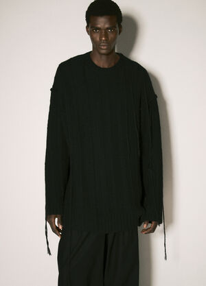 Yohji Yamamoto Cable Knit Sweater Black yoy0158005