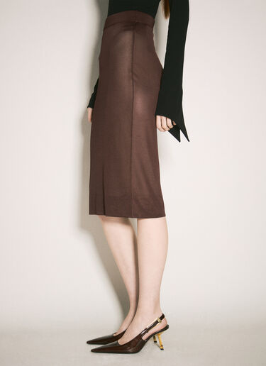 Saint Laurent Pencil Knit Skirt Burgundy sla0258066