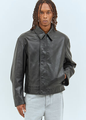 A BATHING APE® Kimono Leather Blouson Jacket Black aba0156012