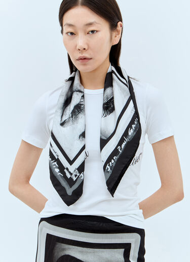 Jean Paul Gaultier Eyes And Lips Silk Scarf White jpg0258023