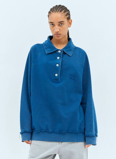 Miu Miu Logo Patch Polo Sweatshirt Blue miu0357002