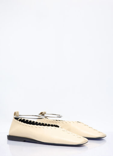 Jil Sander Leather Ballerina Flats Cream jil0256016