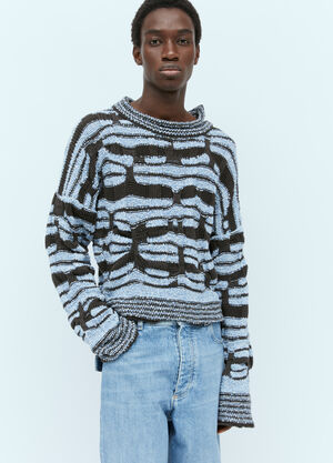 Balenciaga Distorted Stripe Cotton Sweater Black bal0155057