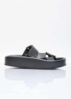 MM6 Maison Margiela Webbing Slip-On Platform Sandals Black mmm0255014