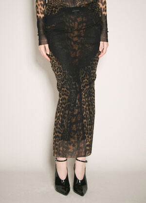 Jean Paul Gaultier Leopard Mesh Maxi Skirt Brown jpg0258036