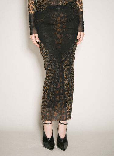 Jean Paul Gaultier Leopard Mesh Maxi Skirt Black jpg0258033