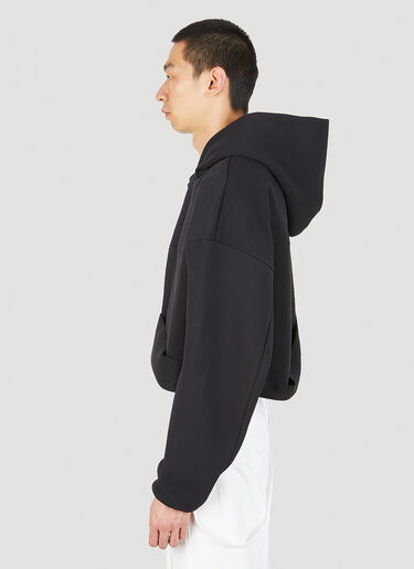 Ottolinger Otto Cropped Draped Hooded Sweatshirt in Black