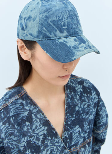 GANNI Logo Embroidery Baseball Cap Blue gan0257060