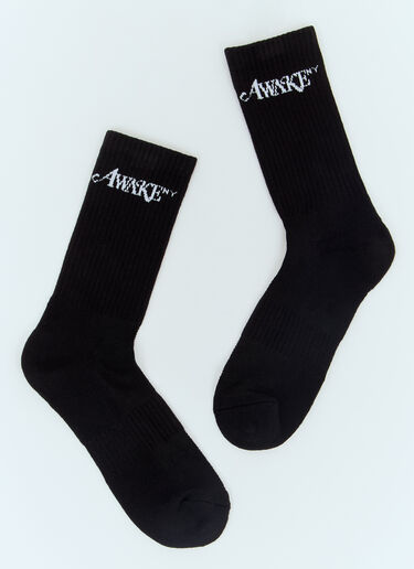 Awake NY Logo Jacquard Socks Black awk0156020