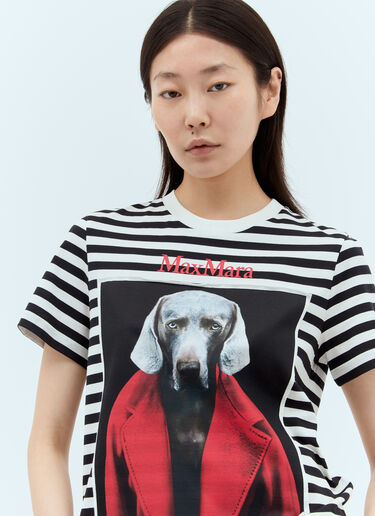Max Mara Striped Dog T-Shirt White max0257024