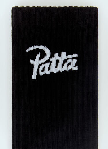 Patta Set Of Two Script Logo Sport Socks Black pat0156015