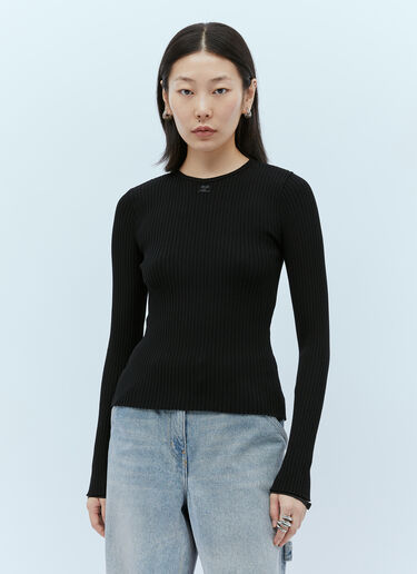 Courrèges Elastic Wrists Rib Knit Sweater Black cou0253042