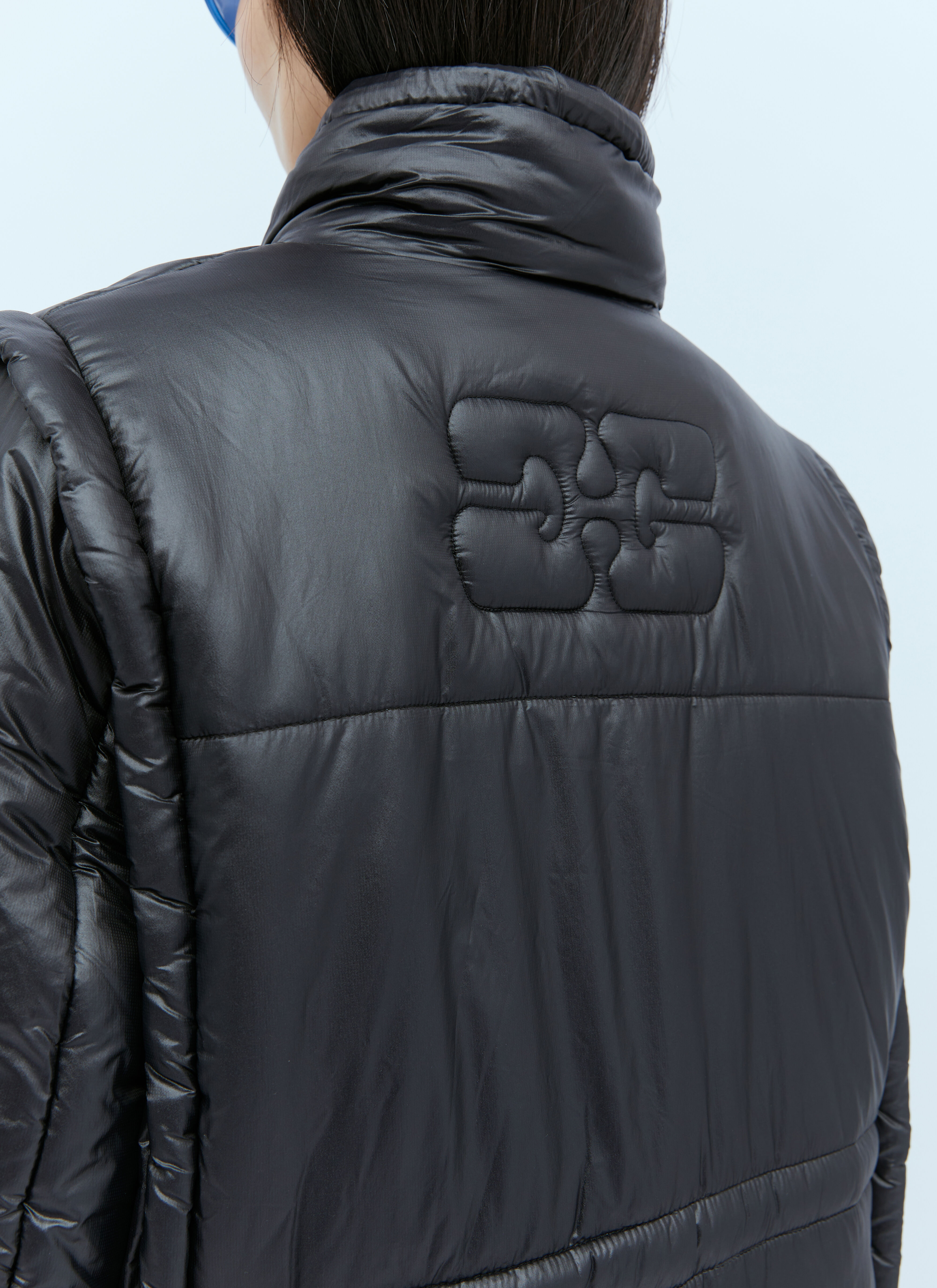 GANNI Shiny Quilt Vest Jacket in Black | LN-CC®