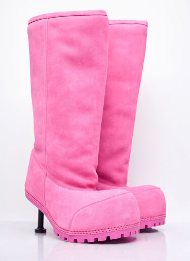 Balenciaga Alaska Faux-Fur Heeled Boots Pink bal0257069