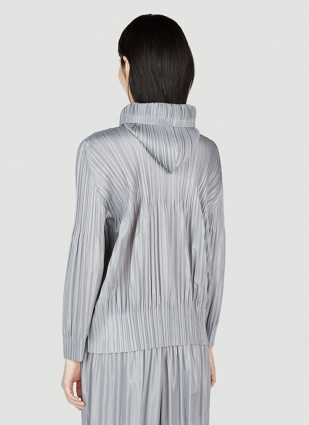 Pleats Please Issey Miyake Pleated Hooded Sweatshirt in Grey | LN-CC®