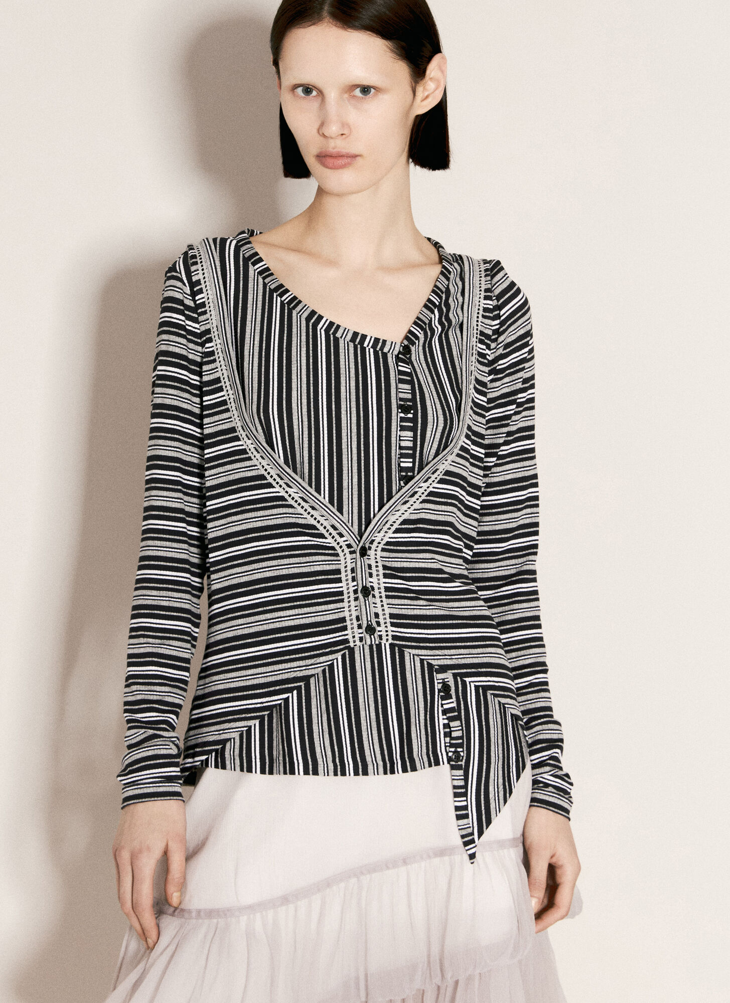Shop Kiko Kostadinov Double Jersey Striped Top In Black