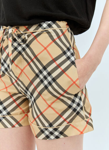 Burberry Check Silk Shorts Beige bur0257005