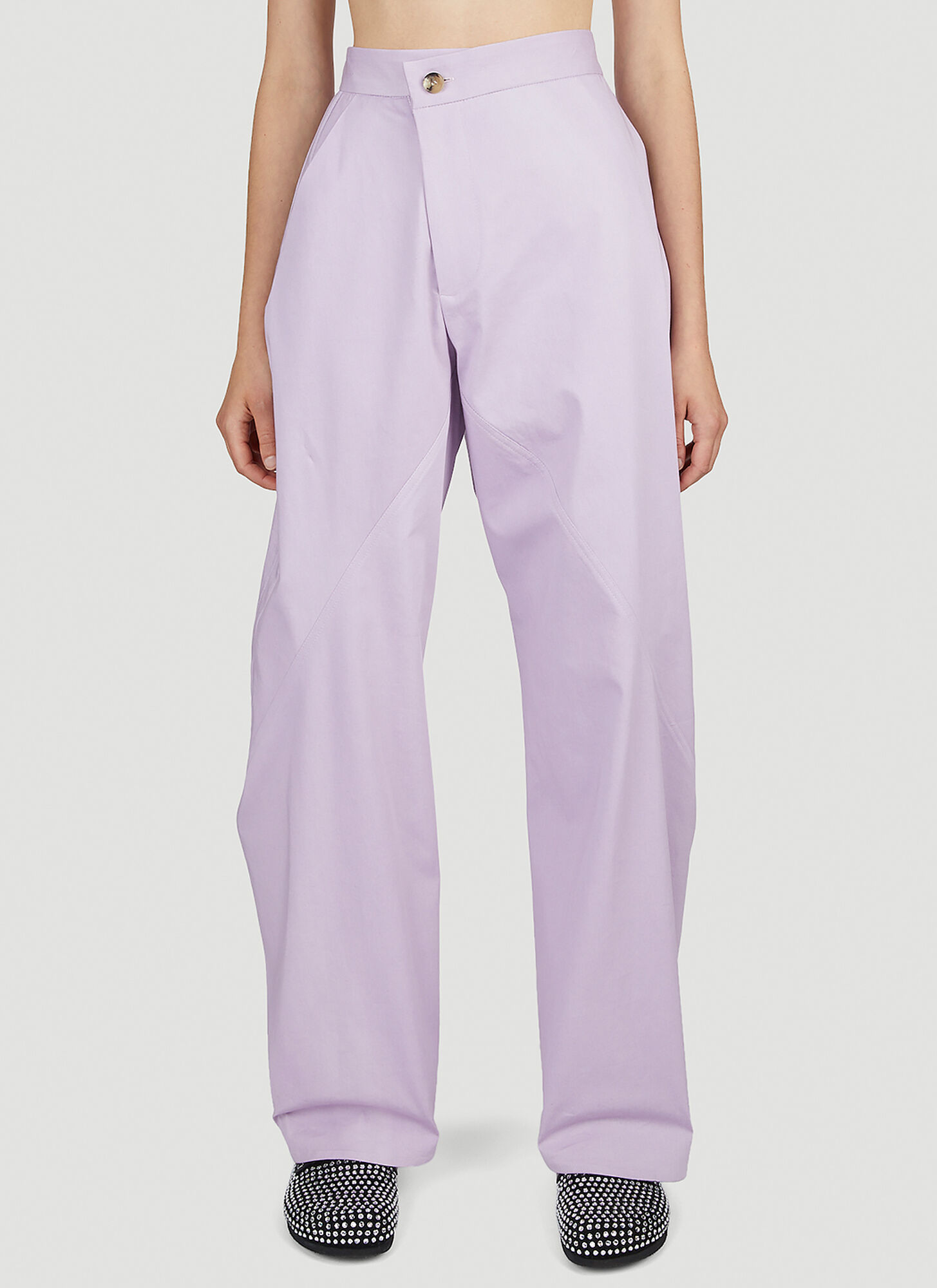 Shop Jw Anderson Twisted Workwear Pants In Lilac