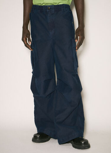 Marni Woven Cotton Cargo Pants Navy mni0157008