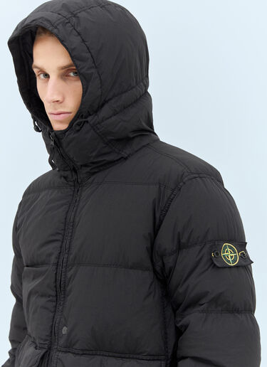 Stone Island Crinkled Hooded Down Jacket Black sto0158026