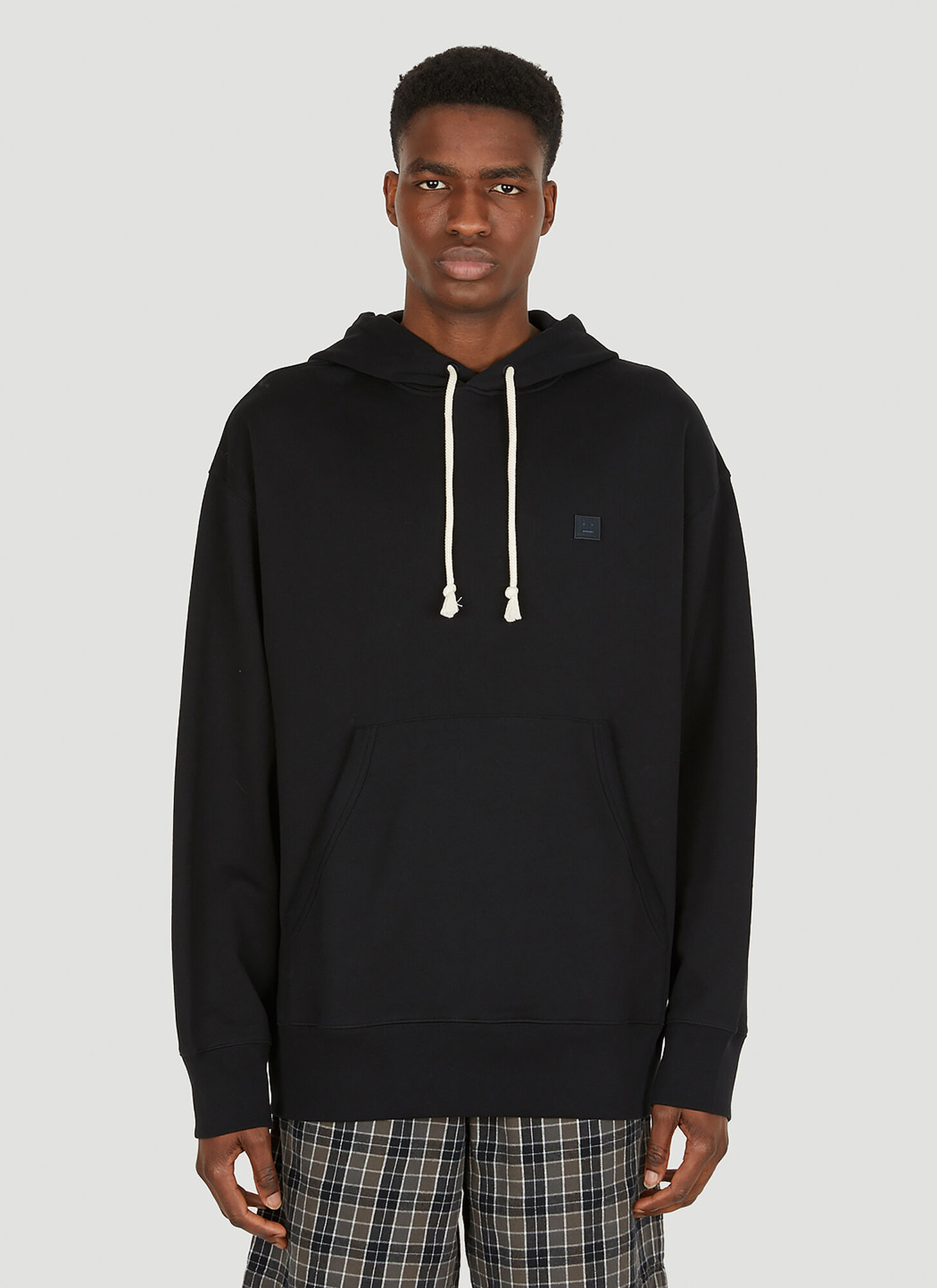 Shop Acne Studios Face Patch Hooded Sweatshirt In Black