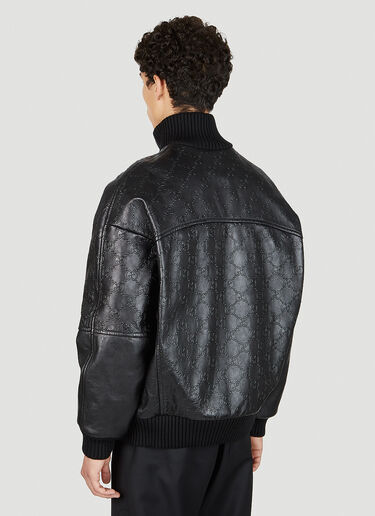 Gucci Gg-embossed Leather Bomber Jacket - Black