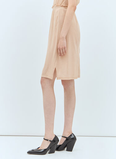 Miu Miu Logo Patch Jersey Skirt Beige miu0258005