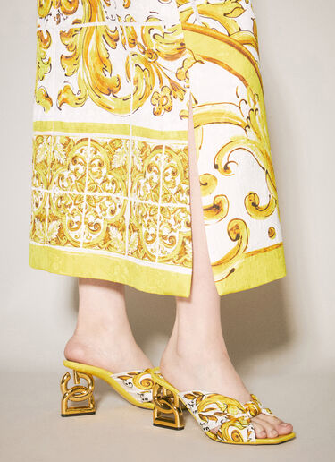 Dolce & Gabbana Majolica-Print Brocade Skirt Yellow dol0257006