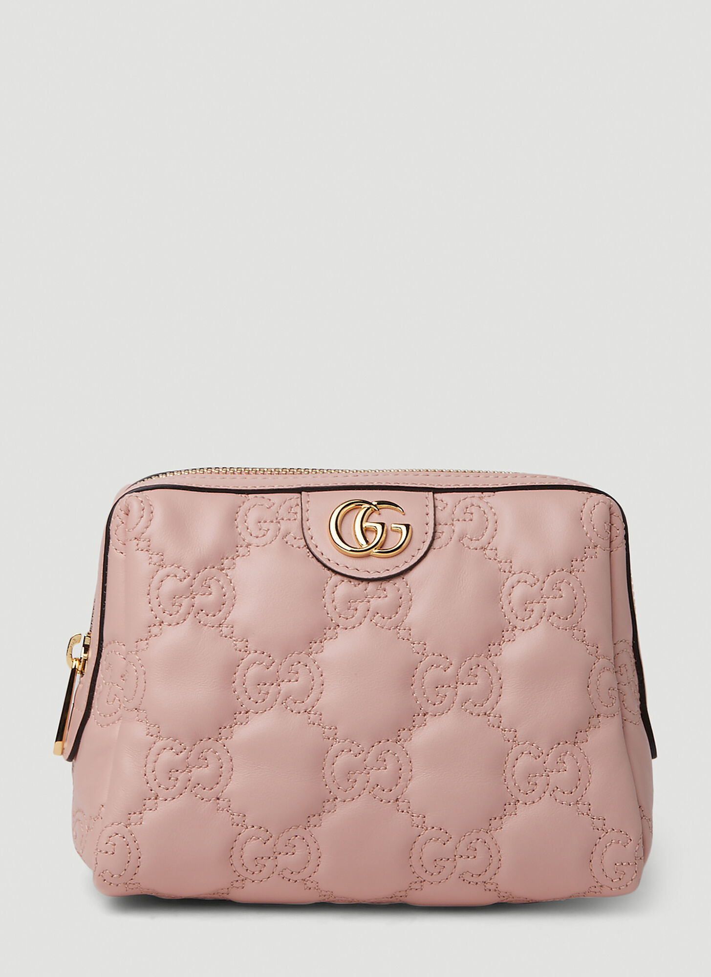 GG Matelassé beauty case in light pink leather
