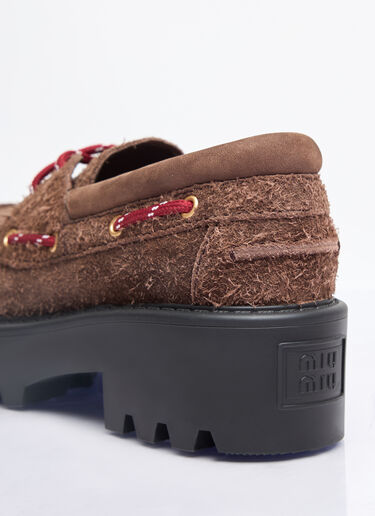 Miu Miu Suede Loafers Brown miu0258020