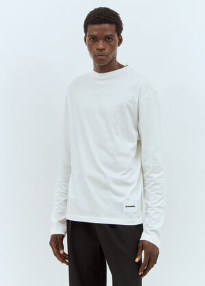 Jil Sander Set Of Three Logo-Patch T-Shirts White jil0155019