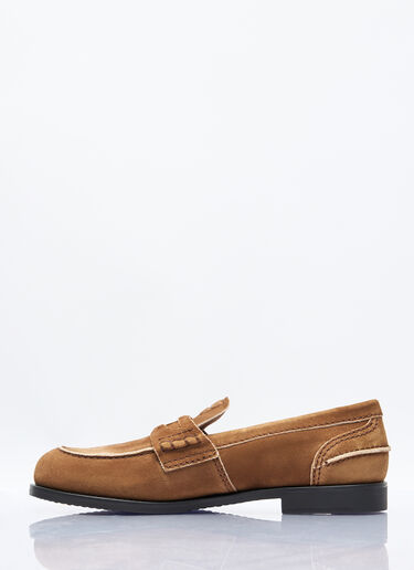 Miu Miu Faded Suede Loafers Brown miu0257016